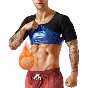 Men's Sauna Shirt Sauna Sweat Vest Men Short Sleeve Top Sauna Suit,Workout Jacket Sweat Vest