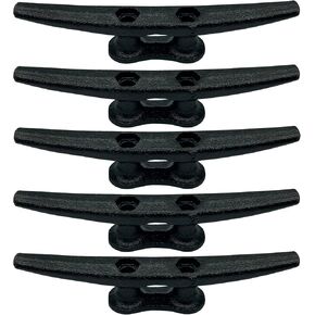 6 inch Black Boat Cleats, 5-Pack Electrophoretic Coated Black Cast Iron Dock Cleat for Marine or Decorative Applications