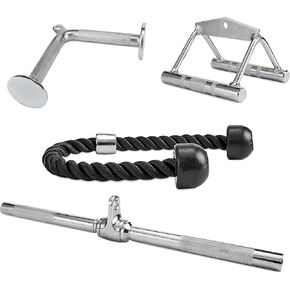 Signature Fitness Multifunctional Home Gym System Workout Station Multiple Grip Handles, 4-Piece Combo