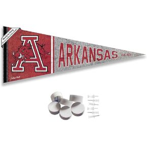 College Flags & Banners Co. - Arkansas Razorbacks Retro Throwback Vintage Pennant Flag and Wall Tack Mount Pads