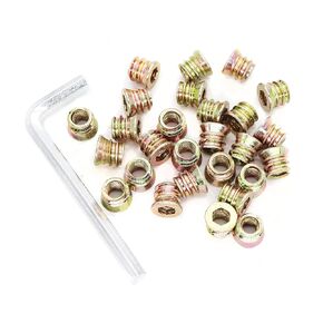 binifiMux 1/4-20 25mm Wood Threaded Inserts Nuts Zinc Plated Furniture Screw in Nut for Wood Furniture Bolt Fastener Connector Hex Socket Drive