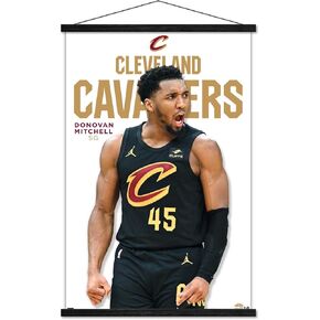 Trends International NBA Cleveland Cavaliers - Donovan Mitchell Feature Series 23 Wall Poster, 22.37" x 34.00", Print and Black Hanger Bundle