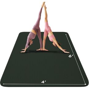 FrenzyBird Large Yoga Mat 6‘ x 4’ x 6mm,Extra Wide Exercise Mat Large Exercise Mat Big Home Yoga Mat Pilates Mat,Non Slip,Thick,TPE Workout Mat,for Women & Men, Yoga, Pilates, Gym and Floor Workouts