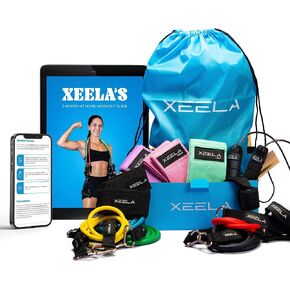 Xeela Full Body At Home Workout Equipment with 3-Month Digital Guide Included, Quality Portable Fitness Equipment with Jump Rope, Resistance Bands with Handles, Ankle Straps for All Fitness Levels