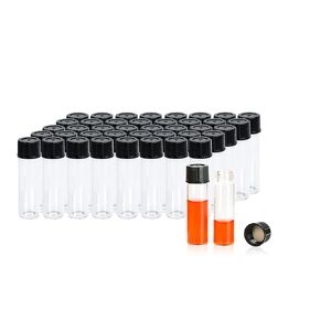1 Dram Clear Glass Shorty Sample Lab Vials, 4ML,13-425 Black Closed Top PP Screw Cap and Natural PTFE/White Silicone 1mm Thick Septa, 144pcs/pk