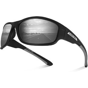 Queshark Polarized Sports Sunglasses for Men and Women Cycling Running Golf Fishing Wrap Around Glasses