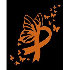 Butterfly Kidney Cancer Ribbon Decal | Orange | Made in USA by Foxtail Decals | for Car Windows, Tablets, Laptops, Water Bottles, etc. | 3.7 x 4.5 inch