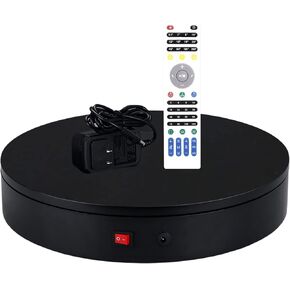 Black Rotating Display Stand Equipped with Multi-Function Infrared Remote Control 12.6in Diameter 110lb Load Capacity for Photography Product, 3D Scanning, 360°View (12.6‘’ 88lb Black)