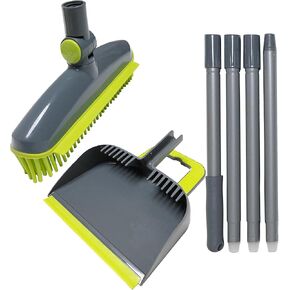 zwell Broom and Dustpan Set Large and Stiff Broom Dut pan with Long Handle Ideal for Indoor Outdoor Garage Kitchen Room Offices Use, B8120