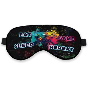 Kdqua Kids Eye Mask for Sleeping Sleep Mask for Boys Kids Teens Girls, Gamer Eye Mask, Silk Blackout Eye Mask for Sleeping, Black White This Game Theme Adjustable Straps Soft Lightweight Sleep Mask in Kuwait