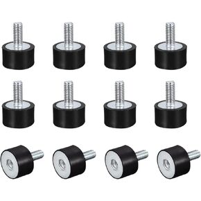 uxcell Rubber Mounts 12pcs M4 Male/Female Vibration Isolator Shock Absorber, for Garage Motor Air Compressor Car Boat Bobbins, D15mmxH10mm