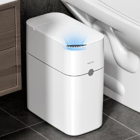 Automatic Trash Can Bathroom 3 Gallon Garbage Can with soft-close Lid,Automatic Bag Expanding Trash Bins,White Slim Small Garbage Cans for Narrow Place,Toilet,Office,Bedroom,RV.
