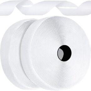Heavy Duty Hook & Loop Tape with Adhesive Backing [2" x 17.4 ft / 5.8 Yards]. White Long Strong Sticky Glue Double Sided Mounting Fastening Roll Set to Create Dots, Strips for Classroom, Wall, DIY