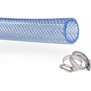 50Ft x 3/4 inch Plastic Vinyl Tubing Flexible Hose High Pressure Braided Clear PVC Vinyl Tube