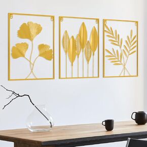 KHJCXS Black Wall Decor Metal Wall Art Modern Minimalist Metal Leaf Wall Hanging Decor, for Living Room, Bedroom, Bathroom, Hotel And Office (3pcs)
