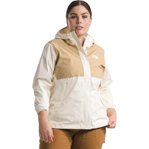 THE NORTH FACE Women's Waterproof Antora Jacket (Standard and Plus Size), White Dune/Khaki Stone, 3X