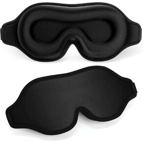 Blackout Eye Mask for Sleeping, 3D Contoured Cup No Pressure Sleep Mask with Adjustable Strap, Ultra-Thin Sides Breathable Lightweight Soft Eye Cover for Men Women Home Travel Airplane Party