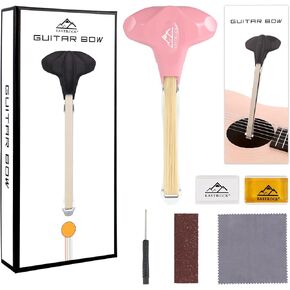 EASTROCK Guitar Bow, 2-in-1 Picasso Bow, Create Cello and Violin-Like Sounds, Dual-Purpose Plucked String Tools, Guitar Bow kit for Beginners and Professional Players Gift for Music Lover, Short Pink