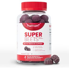 علكات قلب الفراولة من هيومان إن سوبر بيتس - مستخلص بذور الشمندر والعنب، 60 قطعة in Kuwait