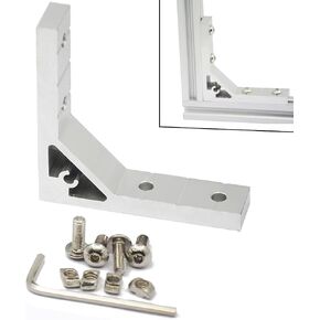 Iverntech 4pcs Black Corner Bracket 78x78mm, 4 Hole Inside Strong Support Corner Brackets Gusset for 2020 Aluminum Extrusion Profile with 16Pcs M5 Screws + 16Pcs M5 T Nuts