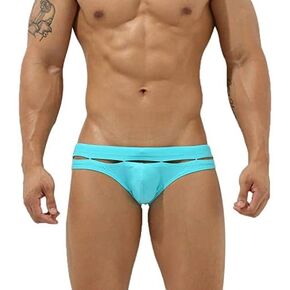 sandbank Men's Sexy Low Rise Quick Dry Swim Briefs Bikini Hollow Patchwork Beachwear Swimsuit Swimwear