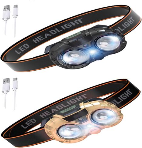2 pcs Headlamp, headlamp Flashlight, LED headlamp, Built-in Strong Light COB Charging with Sensor Waterproof Design, Multi-Function Induction headlamp Outdoor Multi-Purpose Mini headlamp in Saudi Arabia