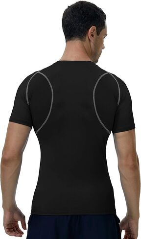 مجموعة من 3 قمصان رجالية مضغوطة بأكمام قصيرة من Roadbox، تي شيرت شبكي بطبقة أساسية تحت الإبط للتمرين في صالة الألعاب الرياضية in Kuwait
