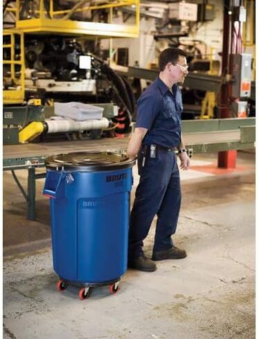 Rubbermaid Commercial Products BRUTE Heavy-Duty Round Trash/Garbage Can with Venting Channels, 55 Gallon, Gray, Trash Can/Waste Container for Home/Garage/Bathroom/Outdoor/Driveway (Pack of 1) in Saudi Arabia