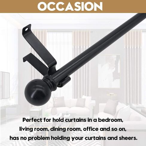 AddGrace 9 Pieces Single Curtain Rod Brackets for 1 inch Rod Metal Curtain Rod Holder (Black) in Saudi Arabia