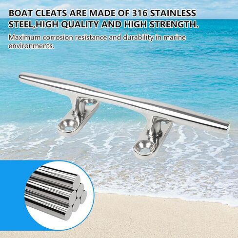 Boat Cleat,Dock Cleats 4/5/6/8/10/12 inch,316 Stainless Steel Boat Dock Cleats,Boat Docking Cleat Rope Cleats,Open Base Dock Cleats for Boat,Yacht,Decks,Nautical Decor,Screws Included(2Pack/4Pack) in Saudi Arabia