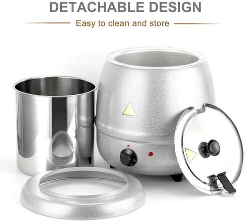 Valgus Commercial Grade 10.5QT Soup Kettle Warmer with Stainless Steel Hinged Lid, Detachable Pot,Temperature Control Knob for Big Family Gathering and Restaurant in Saudi Arabia