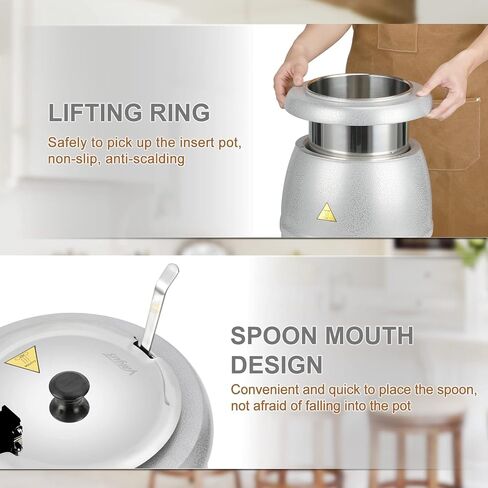 Valgus Commercial Grade 10.5QT Soup Kettle Warmer with Stainless Steel Hinged Lid, Detachable Pot,Temperature Control Knob for Big Family Gathering and Restaurant in Saudi Arabia