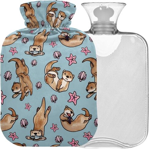 Naanle Watercolor Octopus Hot Water Bottle with Cover Transparent Warm Water Bottle 1L Hot Water Bag for Bed Hand Feet Warmer Pain Relief Hot and Cold Therapy in Kuwait