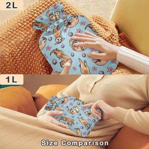 Naanle Watercolor Octopus Hot Water Bottle with Cover Transparent Warm Water Bottle 1L Hot Water Bag for Bed Hand Feet Warmer Pain Relief Hot and Cold Therapy in Kuwait