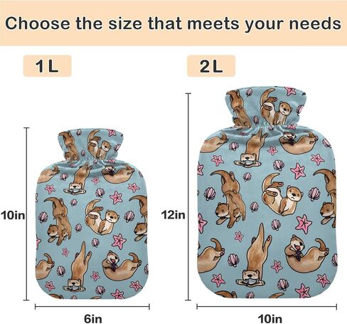 Naanle Watercolor Octopus Hot Water Bottle with Cover Transparent Warm Water Bottle 1L Hot Water Bag for Bed Hand Feet Warmer Pain Relief Hot and Cold Therapy in Kuwait