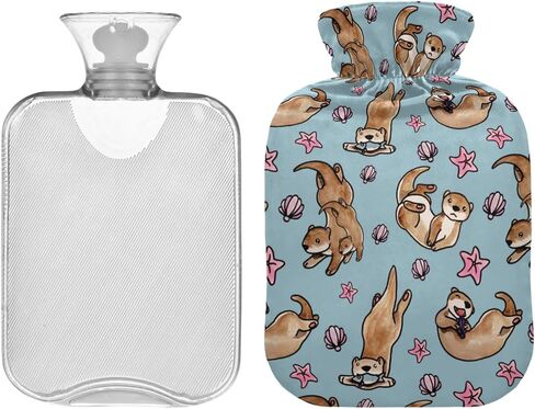 Naanle Watercolor Octopus Hot Water Bottle with Cover Transparent Warm Water Bottle 1L Hot Water Bag for Bed Hand Feet Warmer Pain Relief Hot and Cold Therapy in Kuwait