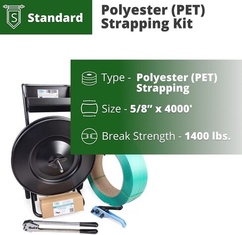IDL Packaging - PET-B-58-D 5/8" Polyester Strapping Kit, Standard with Dispenser - All You Need to Strap a Pallet in Saudi Arabia