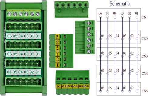 Slim DIN Rail Mount 10A/300V Pluggable Screw Terminal Block Distribution Module (5x6 Position) in Kuwait