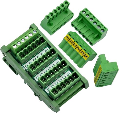 Slim DIN Rail Mount 10A/300V Pluggable Screw Terminal Block Distribution Module (5x6 Position) in Kuwait