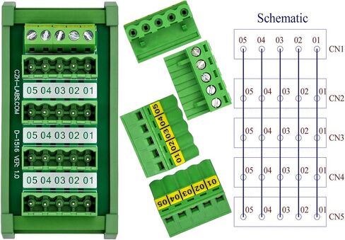 Slim DIN Rail Mount 10A/300V Pluggable Screw Terminal Block Distribution Module (5x6 Position) in Kuwait