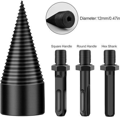 4 قطع من رؤوس مثقاب مقسم خشب الحطب، رؤوس حفر ماسية لتحسين المنزل، لقمة مثقاب كهربائية شديدة التحمل قابلة للفصل لعصا الحفر اليدوية (عرافة + مستديرة + مربعة 32 مم) in Kuwait