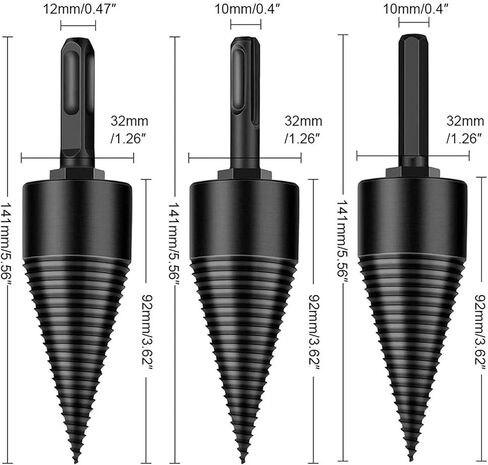 4 قطع من رؤوس مثقاب مقسم خشب الحطب، رؤوس حفر ماسية لتحسين المنزل، لقمة مثقاب كهربائية شديدة التحمل قابلة للفصل لعصا الحفر اليدوية (عرافة + مستديرة + مربعة 32 مم) in Kuwait