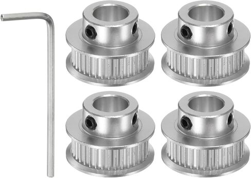 4pcs 2GT Timing Pulley 36 Teeth 10mm Bore 25mm Dia. Aluminum Timing Belt Pulley with 2mm Hex Key Wrench for 6mm Width Belt 3D Printer CNC Machine Accessories, Silver Tone in Saudi Arabia