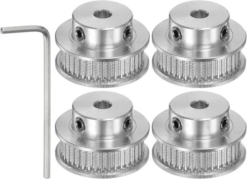 4pcs 2GT Timing Pulley 36 Teeth 10mm Bore 25mm Dia. Aluminum Timing Belt Pulley with 2mm Hex Key Wrench for 6mm Width Belt 3D Printer CNC Machine Accessories, Silver Tone in Saudi Arabia