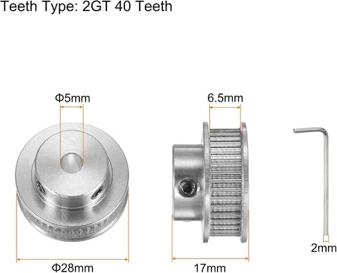 4pcs 2GT Timing Pulley 36 Teeth 10mm Bore 25mm Dia. Aluminum Timing Belt Pulley with 2mm Hex Key Wrench for 6mm Width Belt 3D Printer CNC Machine Accessories, Silver Tone in Saudi Arabia