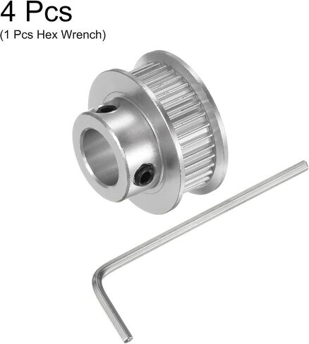 4pcs 2GT Timing Pulley 36 Teeth 10mm Bore 25mm Dia. Aluminum Timing Belt Pulley with 2mm Hex Key Wrench for 6mm Width Belt 3D Printer CNC Machine Accessories, Silver Tone in Saudi Arabia