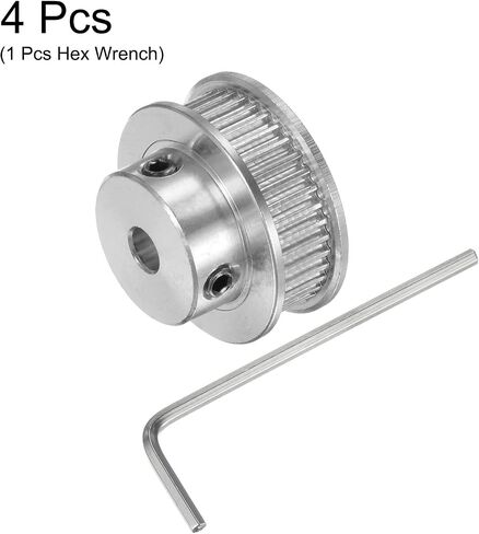 4pcs 2GT Timing Pulley 36 Teeth 10mm Bore 25mm Dia. Aluminum Timing Belt Pulley with 2mm Hex Key Wrench for 6mm Width Belt 3D Printer CNC Machine Accessories, Silver Tone in Saudi Arabia