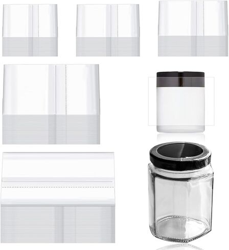 480Pcs 6 Large Sizes PVC Heat Shrink Wrap Bands, Clear Heat Shrink Wrap Film Bottle Shrink Bands Perforated Shrink Seal Bands for Essential Oil Bottle Jars in Saudi Arabia