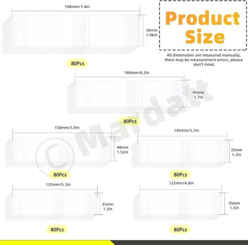480Pcs 6 Large Sizes PVC Heat Shrink Wrap Bands, Clear Heat Shrink Wrap Film Bottle Shrink Bands Perforated Shrink Seal Bands for Essential Oil Bottle Jars in Saudi Arabia