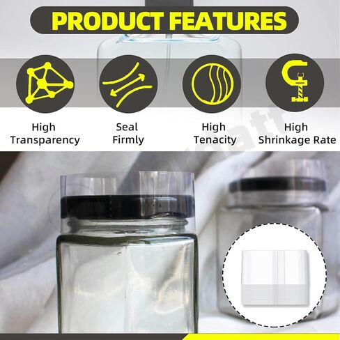 480Pcs 6 Large Sizes PVC Heat Shrink Wrap Bands, Clear Heat Shrink Wrap Film Bottle Shrink Bands Perforated Shrink Seal Bands for Essential Oil Bottle Jars in Saudi Arabia
